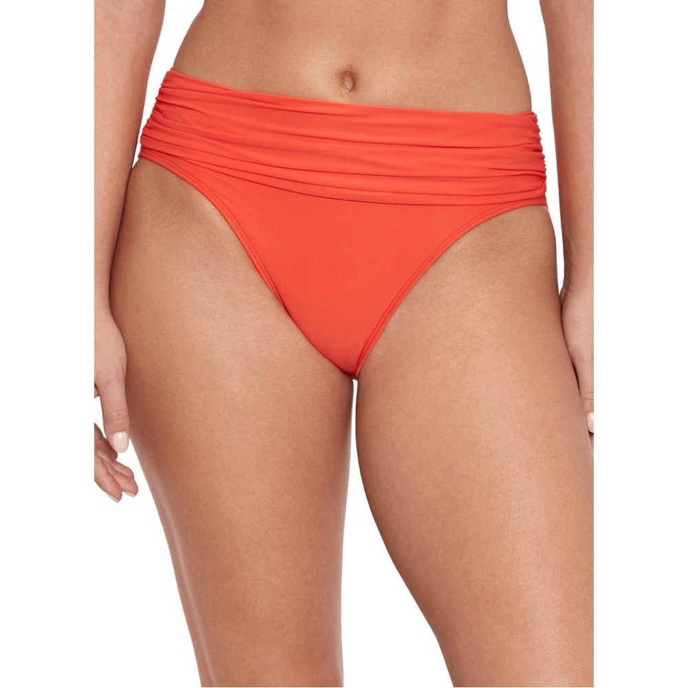 Lauren Ralph Lauren Orange Shirred Banded Hipster Bikini Bottoms Size 16